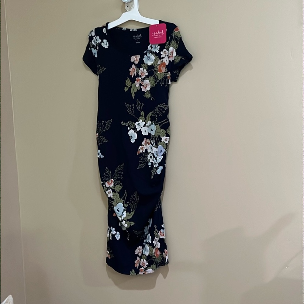 Isabel Maternity Navy Blue Floral  dress size small